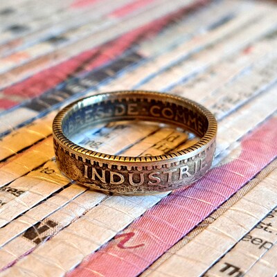 FRENCH Coin Ring Made With Genuine Coin From France Unique and Meaningful Jewelry for Sister Friend Mom European Travel Gift Anniversary - image2